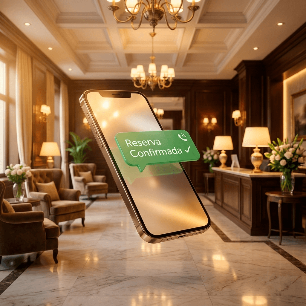 Cena ilustrativa da BotBrasil aplicada à hotelaria — BotBrasil para hotéis
